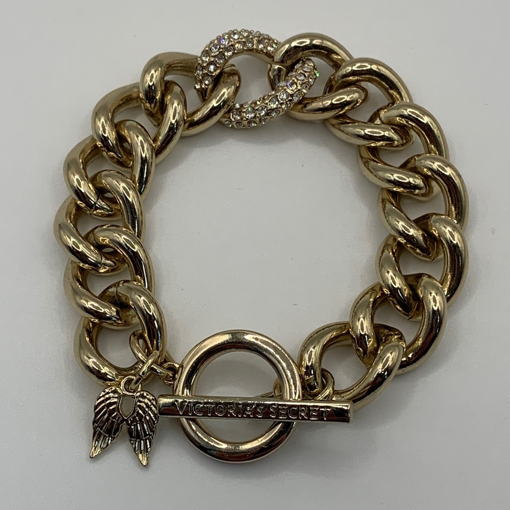 Victoria's Secret Gold-tone Chain Bracelet with Angel Wing Charm